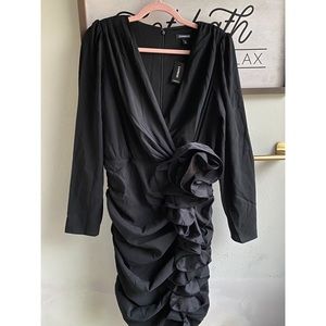 Express Ruched Ruffle Skirt Wrap Dress NWT